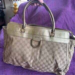 Gucci Metallic Gold and Beige Shoulder Bag